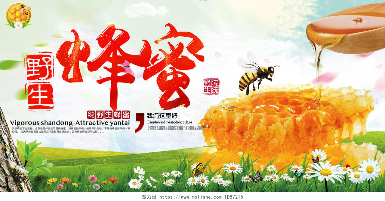 野生蜂蜜天然绿色养生保健品宣传展板